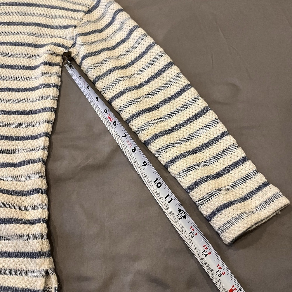 Faherty Striped 3/4 Sleeve Knit Textured Top Coastal Grandma Fisherman Women S - Picture 5 of 7